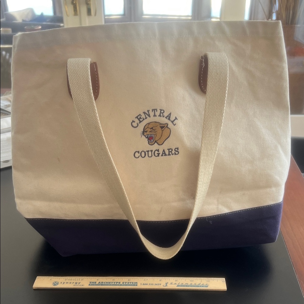 Canvas Tote Bag - Cream and navy